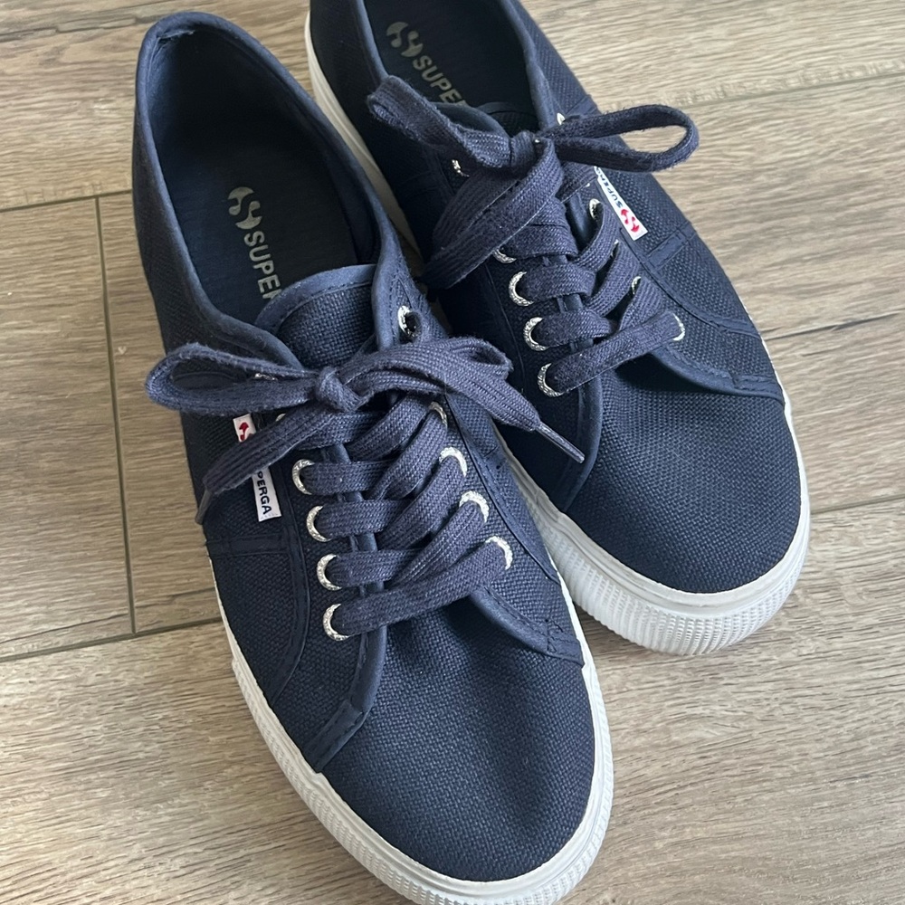 Superga Navy Blue Women’s Platform Shoes Size 10